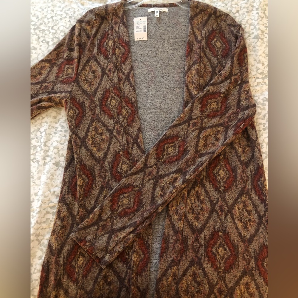 Brown multi colored cardigan